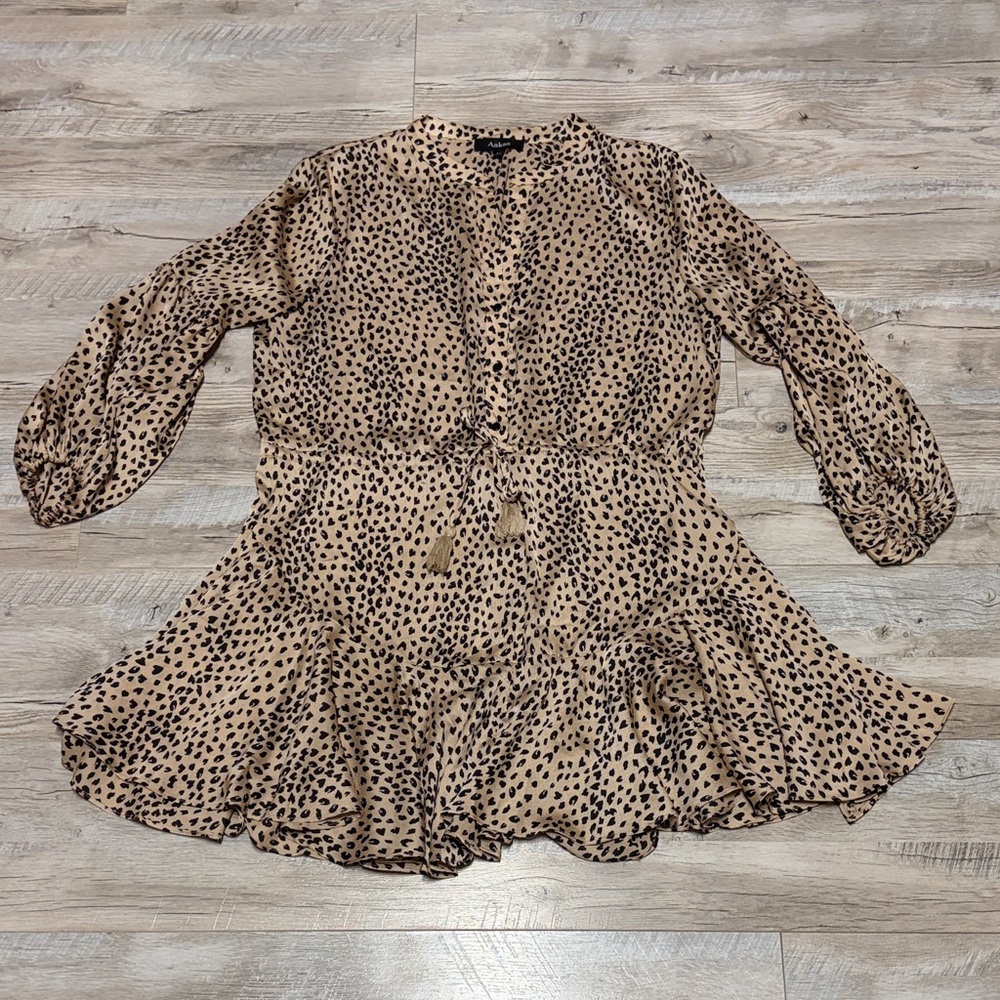 Aakaa Tan and Black Animal Print Dress